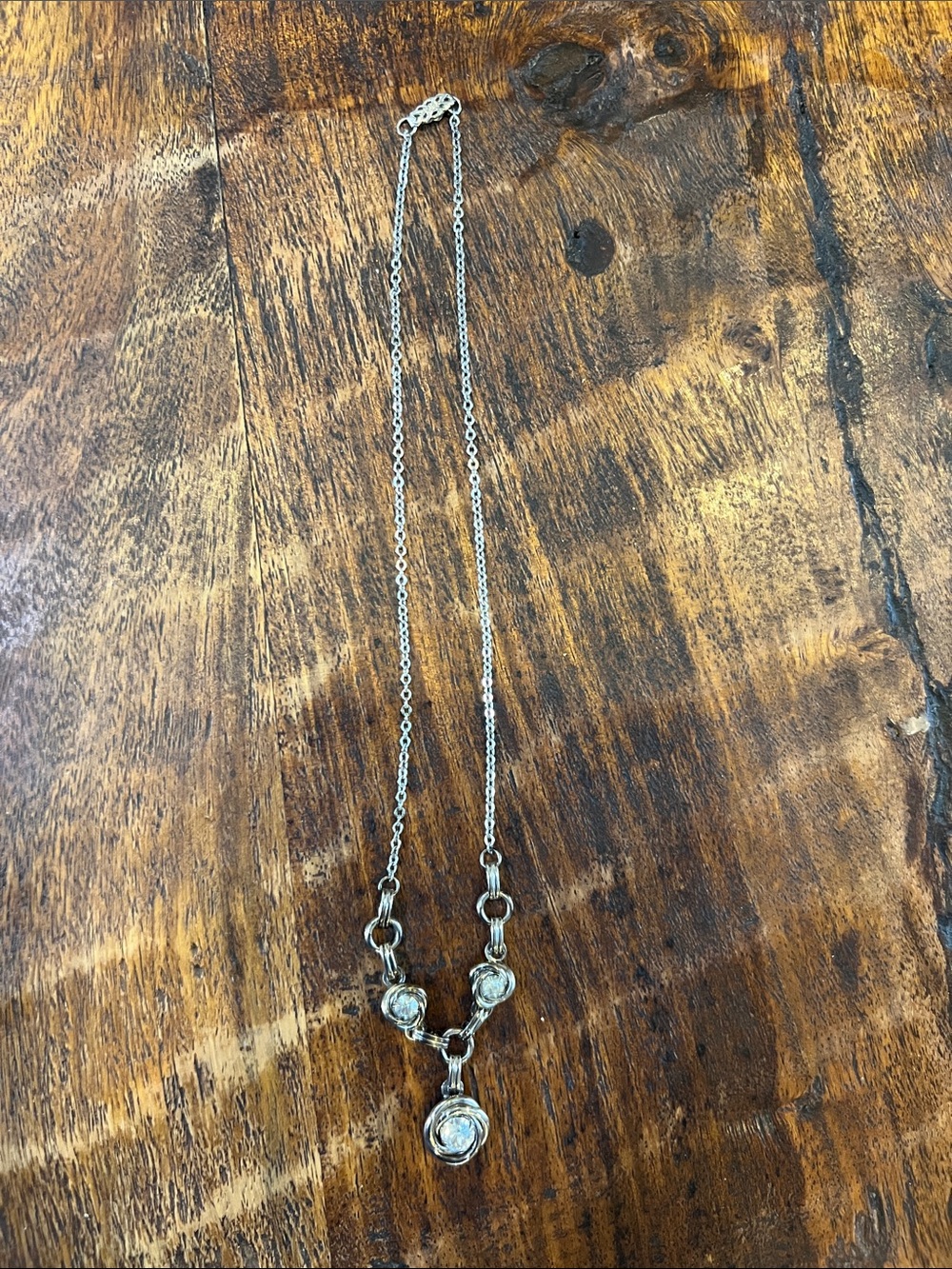 Silver-Tone Crystal Pendant Necklace - Sparkling Clear Accent